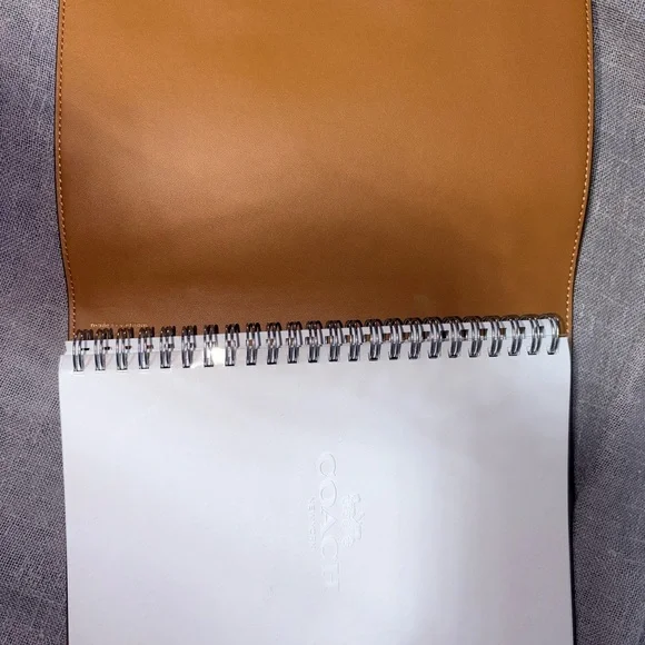 Coach Tan Pebbled Leather Notebook Cover with Colorful Embroidery - Picture 4 of 5
